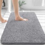 OLANLY Bathroom Rugs 30x20, Extra Soft Absorbent Chenille Bath Rugs, Rubber Backing Quick Dry, Machine Washable Bath Mats for Bathroom Floor, Tub and Shower, Home Decor Accessories, Grey