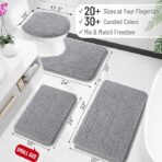 OLANLY Bathroom Rugs 30x20, Extra Soft Absorbent Chenille Bath Rugs, Rubber Backing Quick Dry, Machine Washable Bath Mats for Bathroom Floor, Tub and Shower, Home Decor Accessories, Grey — изображение 7